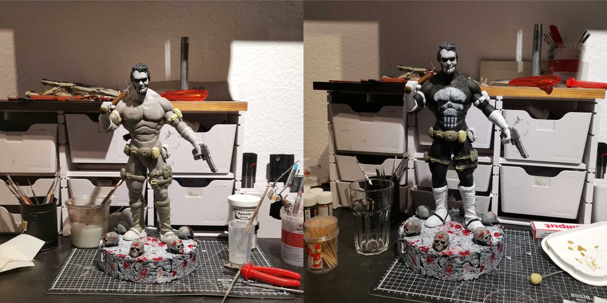 Sculpting The Punisher - Bemalung mit Acrylfarben